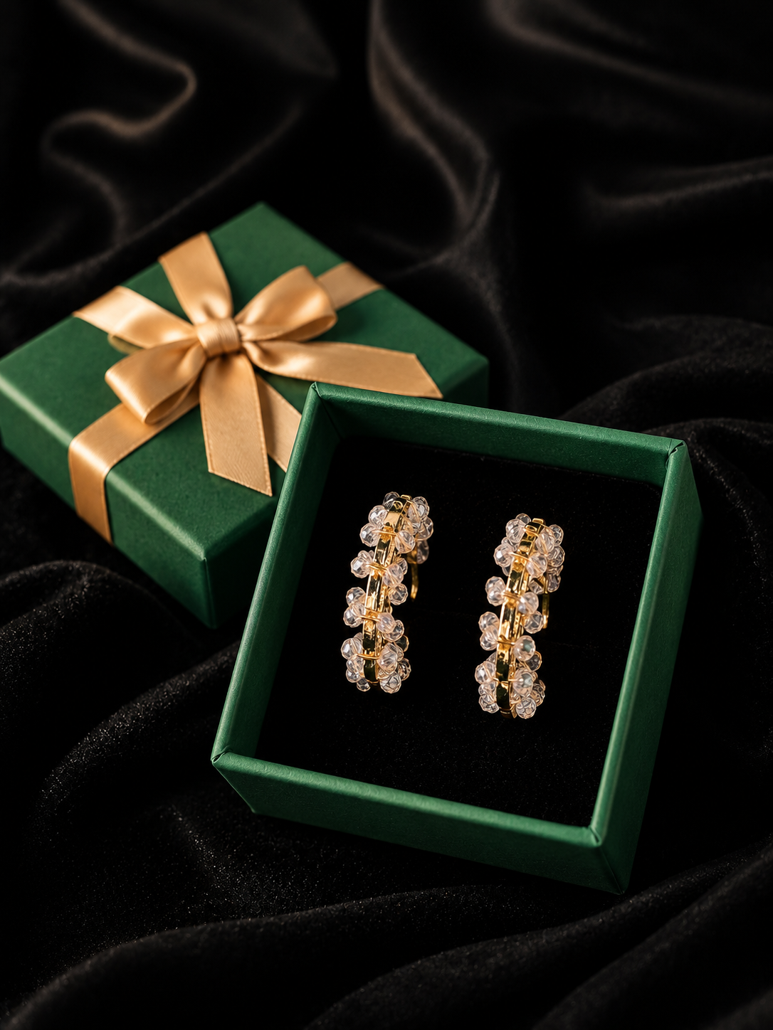Crystal Beaded Hoop Earrings