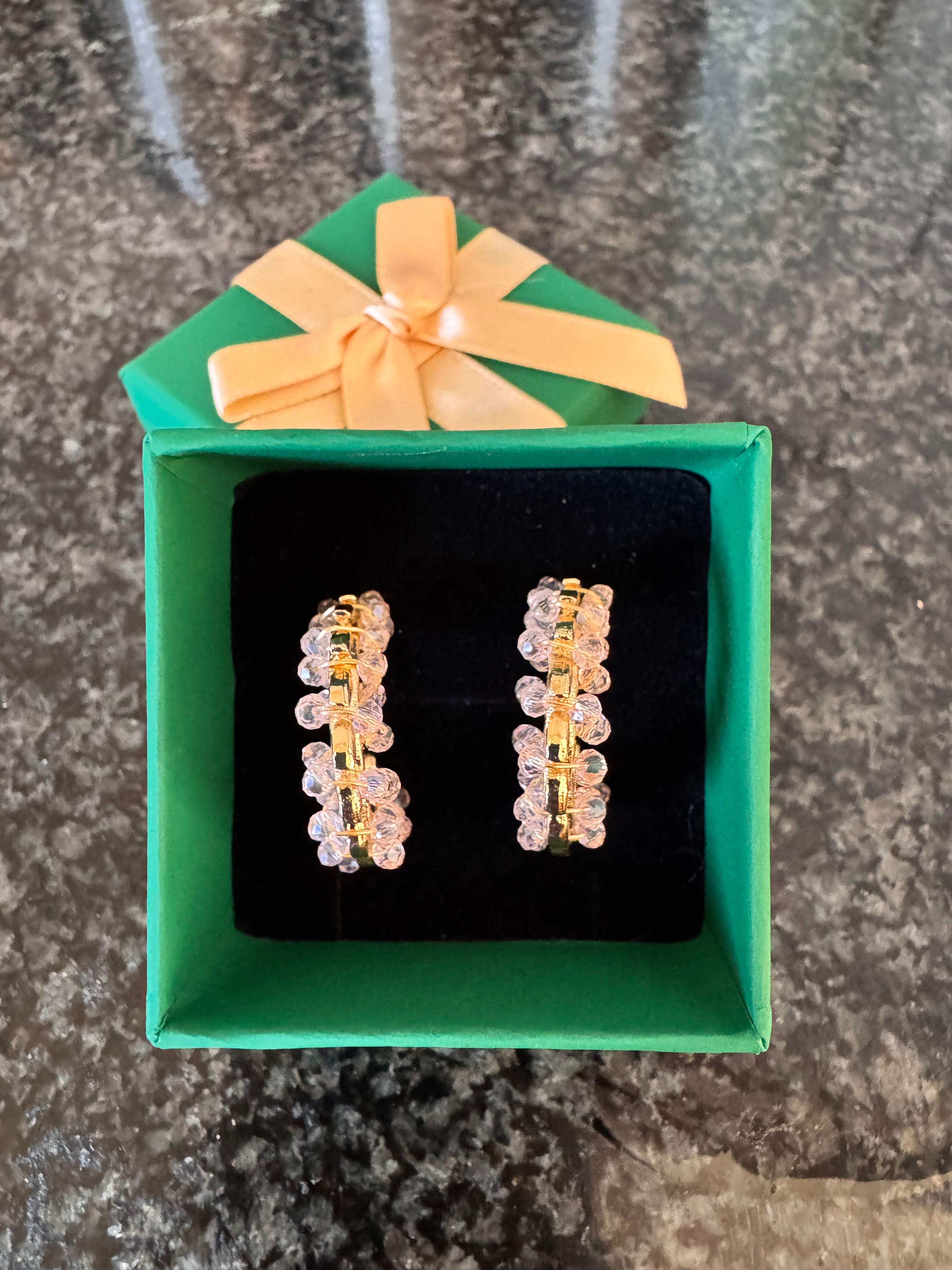 Crystal Beaded Hoop Earrings