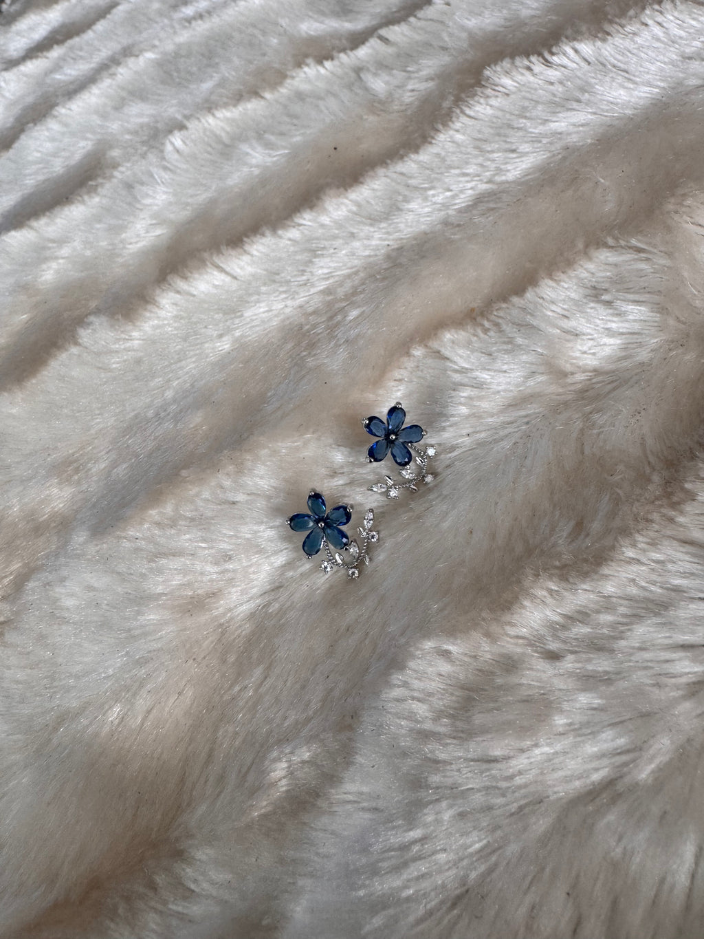 Blue Floral Crystal Earrings