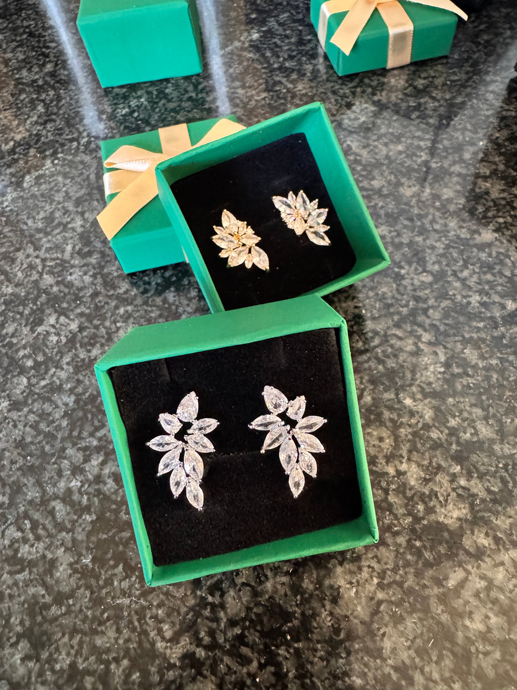 Crystal Marquise Climber Earrings — Gold