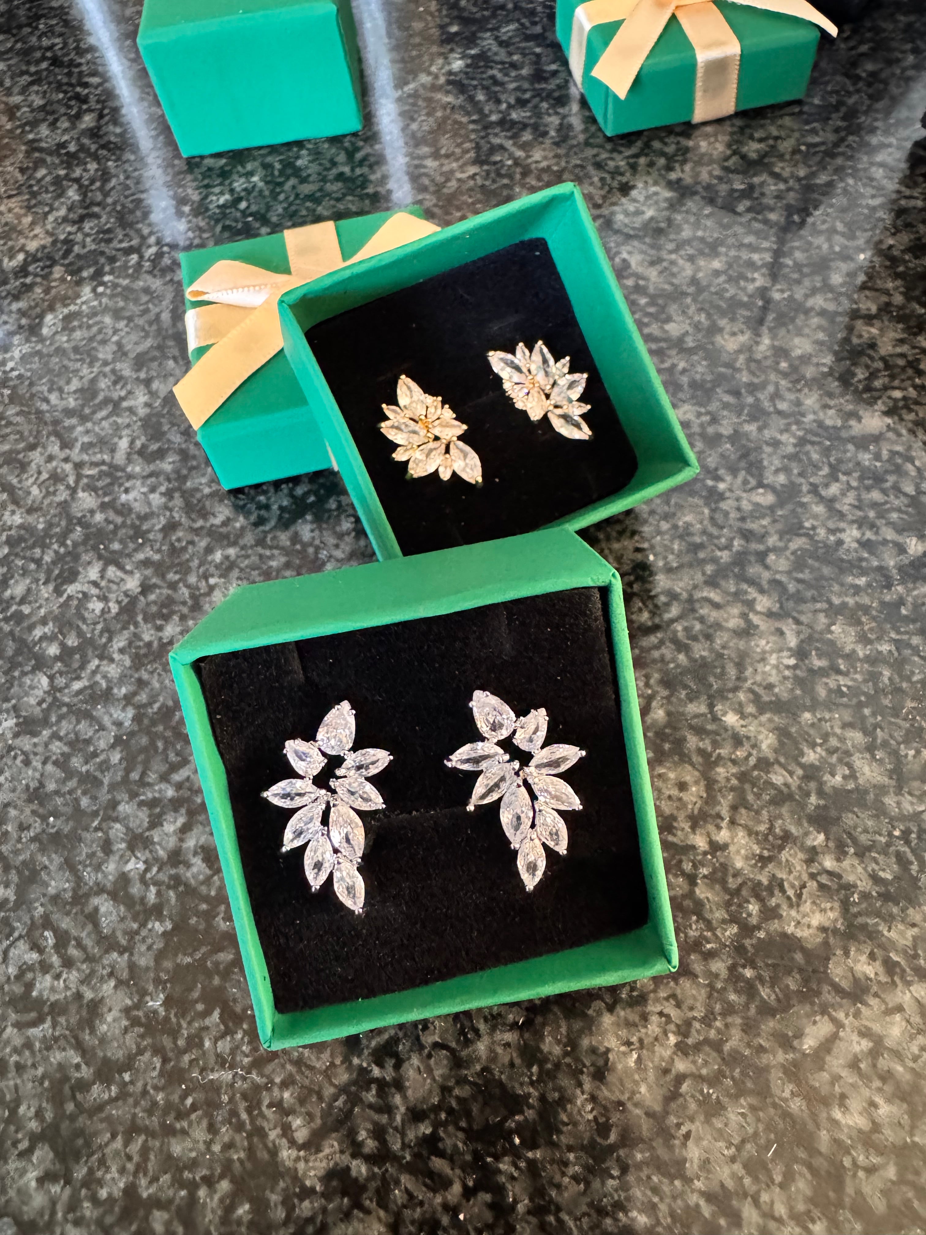 Crystal Marquise Climber Earrings — Gold