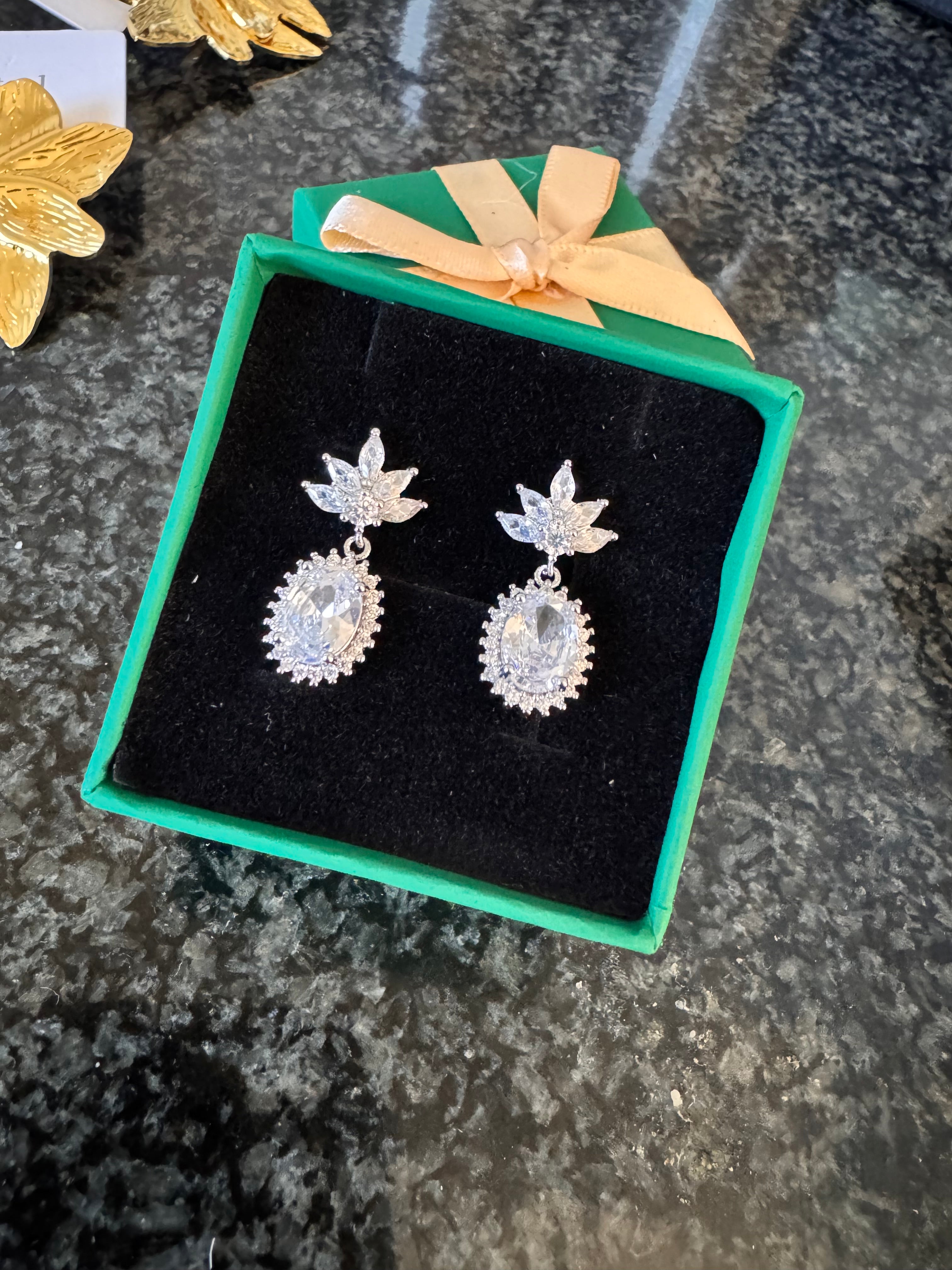 Crystal Drop Crown Earrings