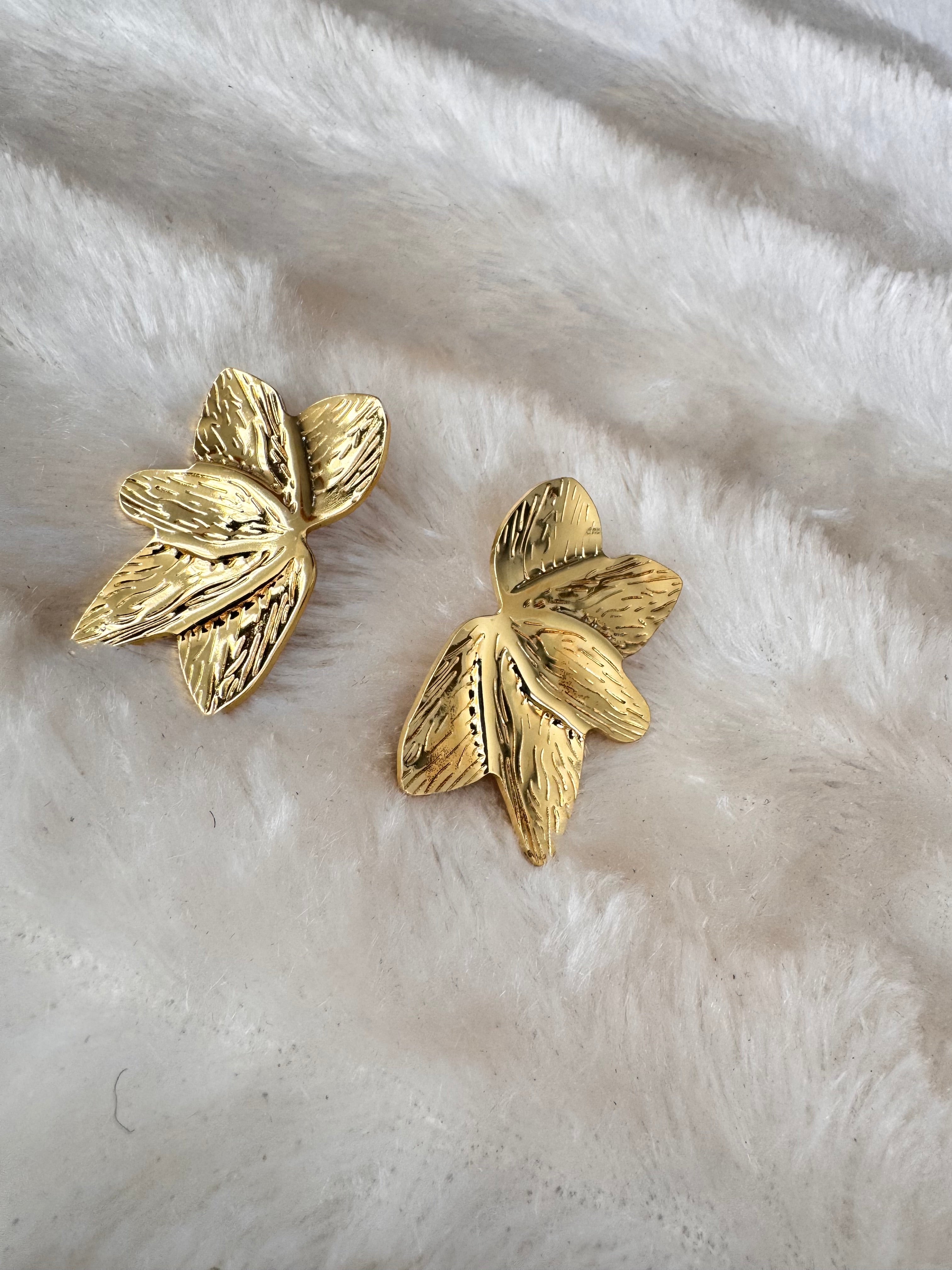 Sculptural Leaf Stud Earrings